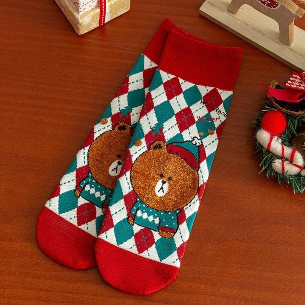 Cartoon Coral Fleece Socks Santa Claus Bed Socks New Sleep Stockings  Autumn and Winter