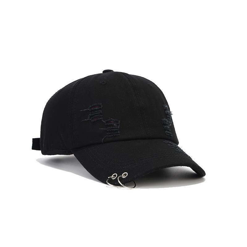 Distressed Hole Korean Cowboy Cap Unisex Tie Ring Hip Hop Street Dance Cap Retro Simple Personalized Hong Kong Sporty Denim
