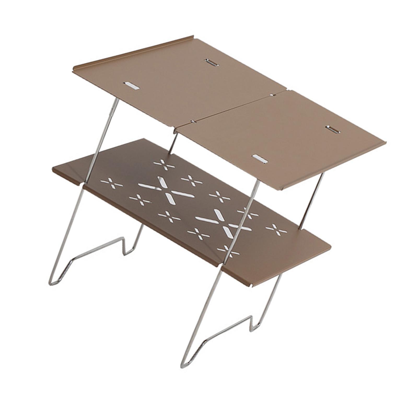Двухскладной походный стол Двухслойный алюминиевый стол Стол для кемпинга пикников Портативный стол Стол для кемпинга Пляжный стол хаки