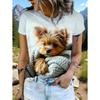 Women's Tops Trend T Shirt 3D Dog Graphic Printing Summer Breathable Round Neck Short Sleeved Top Fashion Clothes for Woman