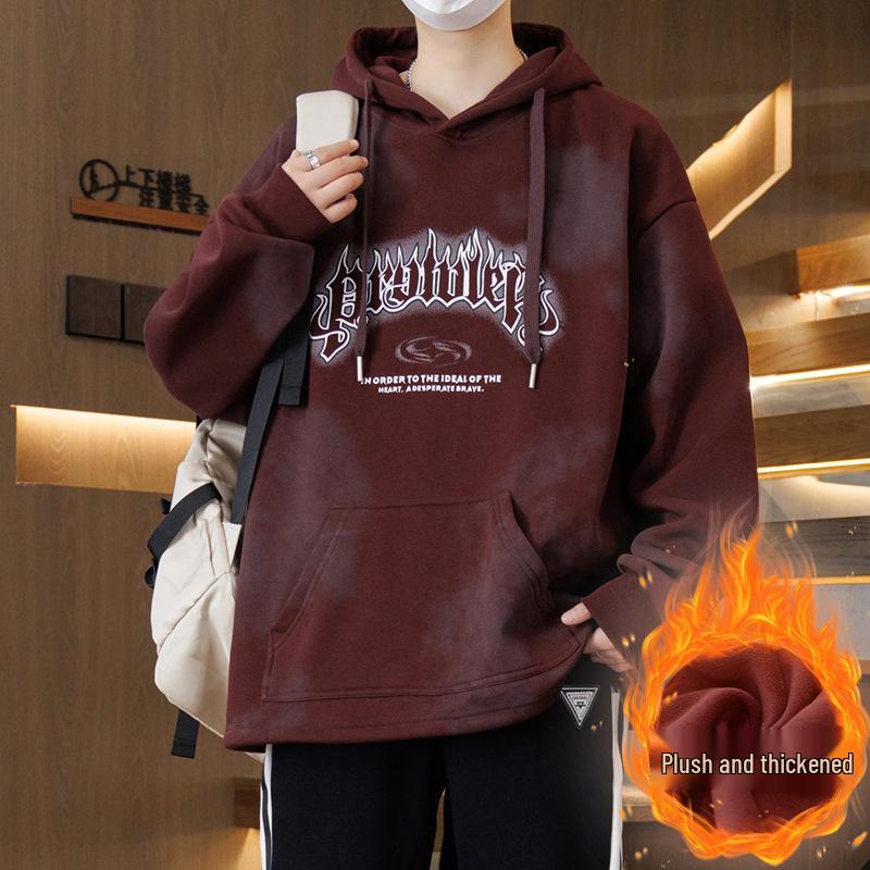 Autumn/Winter Teen Hoodie for Boys, Ages 12-16, Plus Velvet, Thick and Warm