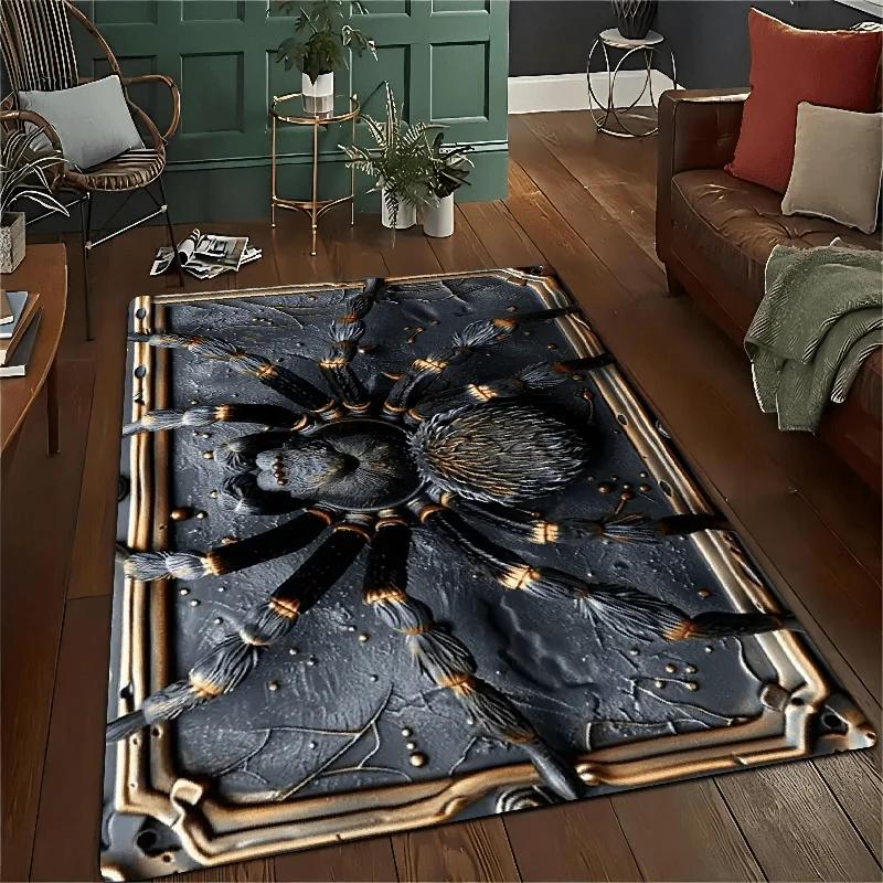 Vintage Dark Spider Pattern Area Rug–Non-Slip,Waterproof,Stain-Resistant Carpet for Living Room,Bedroom,Office,Machine Washable