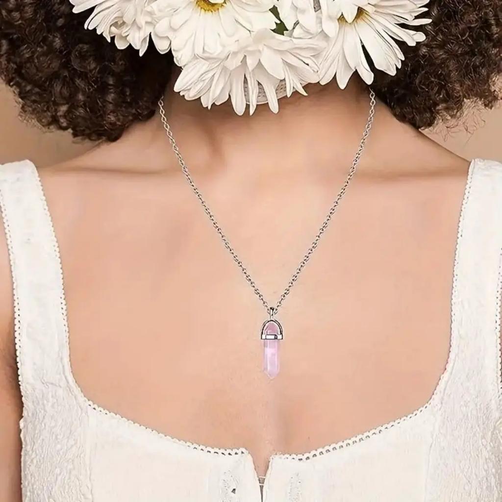 Rose Quartz Necklaces Pendants Set For Spiritual Energy Witchcraft Reiki Holiday Gift, Birthday Gift