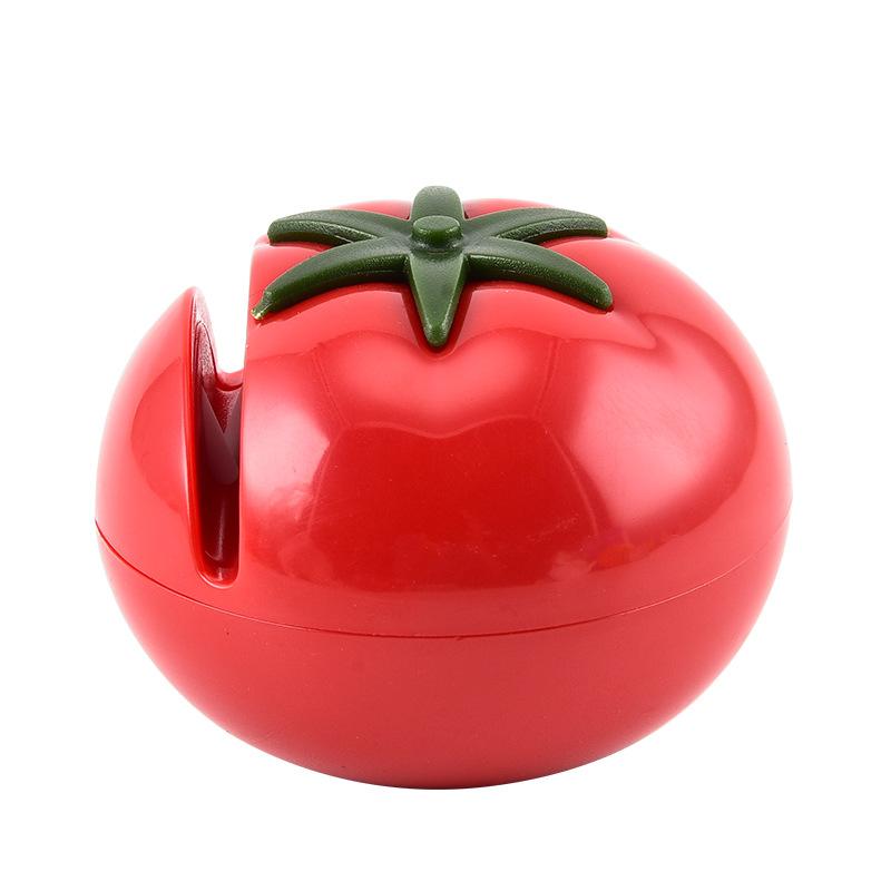 

1pc Cute Tomato-Shaped Knife Sharpener with Handle & Non-Slip Base - Durable Plastic Kitchen Whetstone for Knives & Scissors 1pc красный