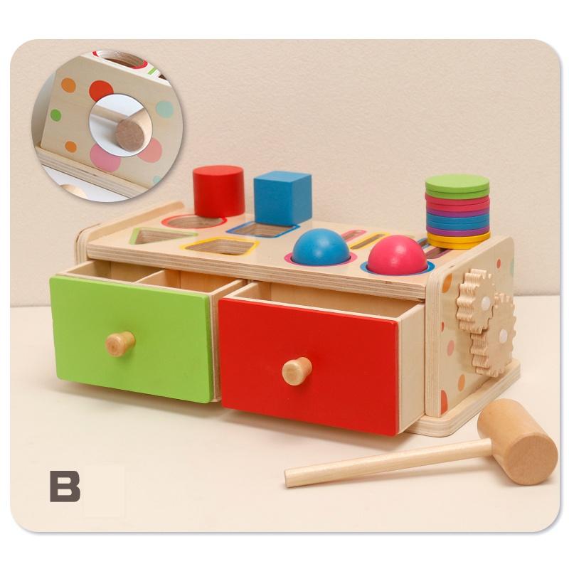 Montessori Wooden Sorting Stacking Toy for Kids Drawer Box Busy Board Matching Game Color Shape Sorting Toys Fine Motor Sensory