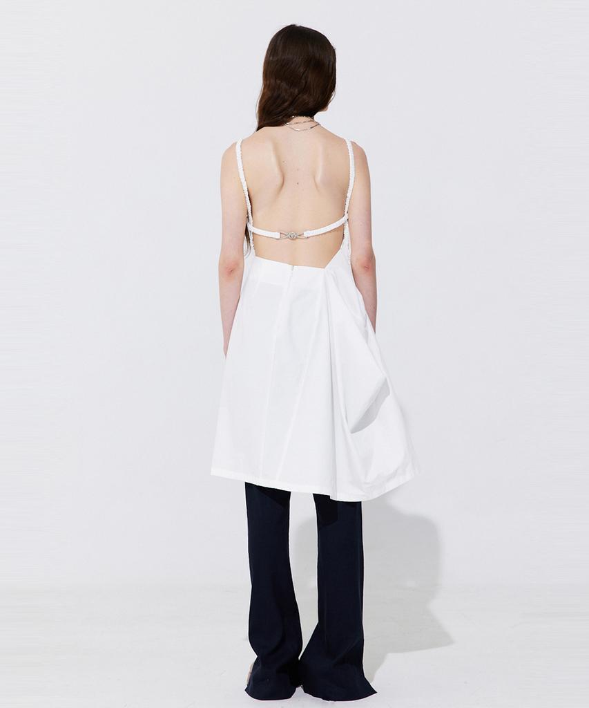 WNDERKAMMER Shirring Back Line Layered Dress_White
