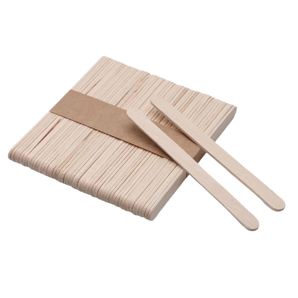 200/500/1000pcs 4.5 Inch Wooden Craft Sticks, Hair Removal Wax Sticks for Eyebrow and Body, Wax Wiping Tools,Natural Wood Popsicle Ice Cream