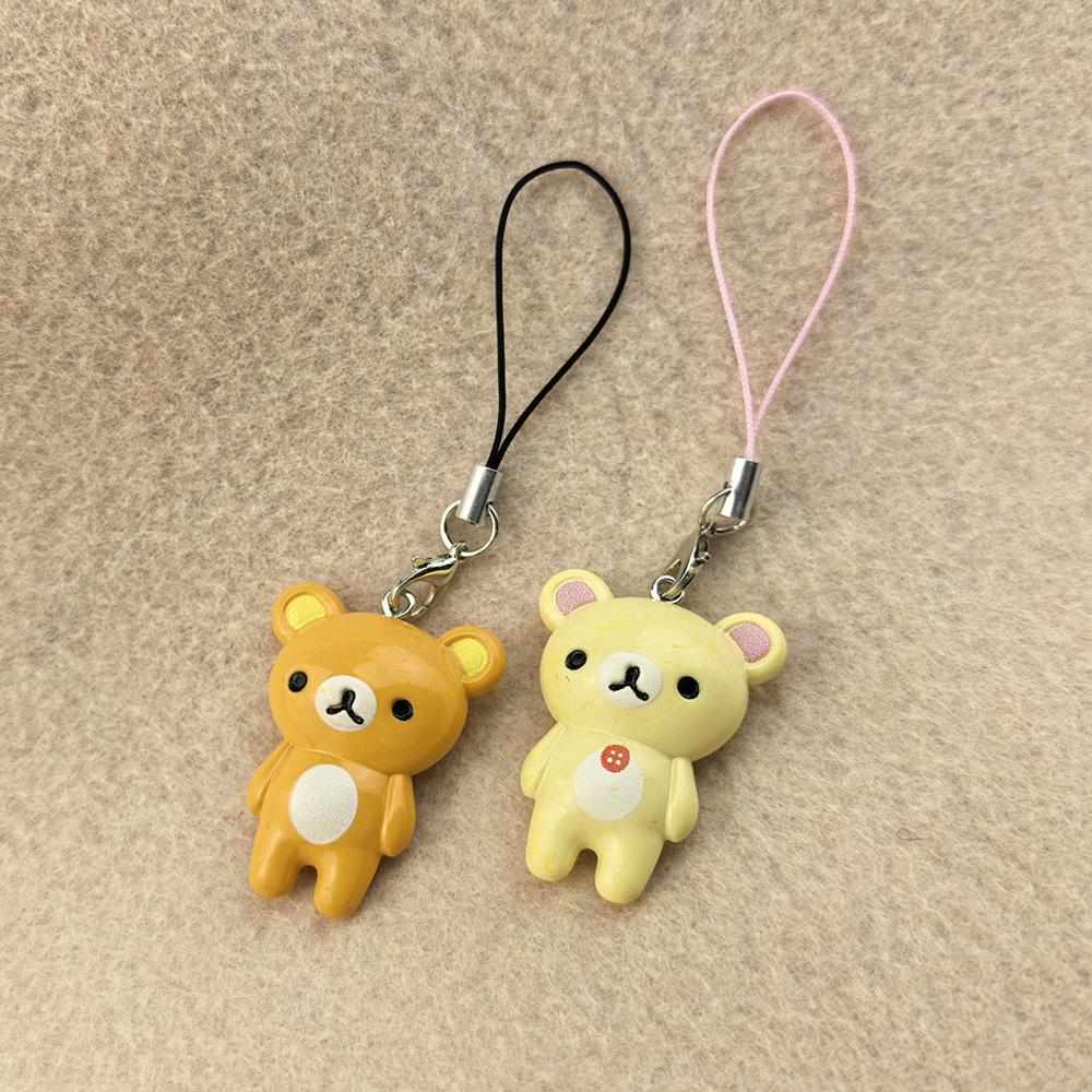 Kawaii Rilakkuma Easy Bear Phone Rope Chain Keyrings Lazybear Doll Keychains Bag Key Pendants Gift