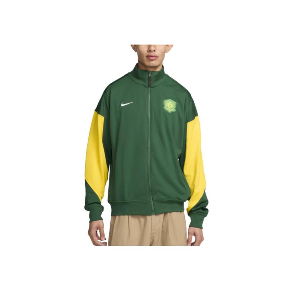 Nike Dri-Fit Academy 25 Season Beijing Guoan Quick-Dry Fleece Stand Collar Long Sleeve Football Shirt Men Tops Canyon-Green Travel-Yellow HM5719-341