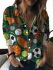 Colorful Cartoon Element Printed Lapel Shirt Women's Loose Casual and Comfortable Single-breasted Commuter Top
