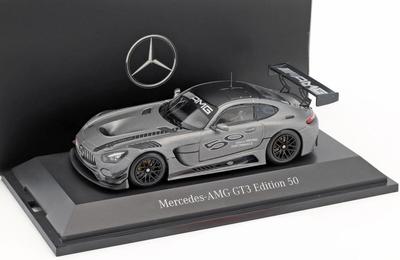 MINICHAMPS Samochodzik Diecast Mercedes-Benz Skala 1/43 BENZ AMG GT3 Edycja 50 (C190) Szary Metalik [Import Równoległy]
