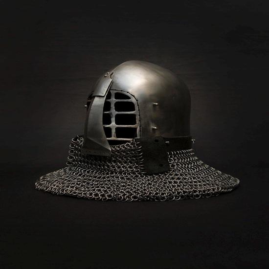 Medieval Bascinet Nasal Helmet with Chainmail Aventail Knight Armor Helmet for LARP, SCA, and Cosplay Gift