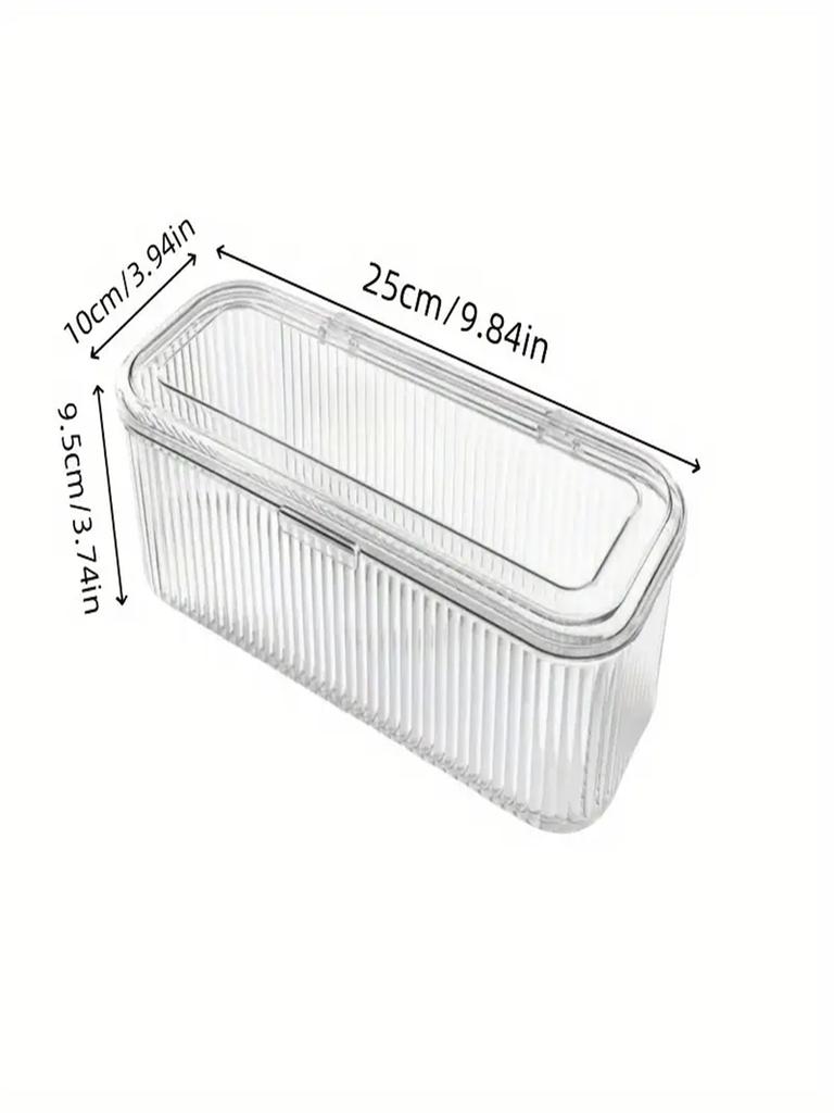 One Piece Stripe Transparent Flip Cover Storage Box High Visibility Convenient Accessable Stackable Storage for Organization