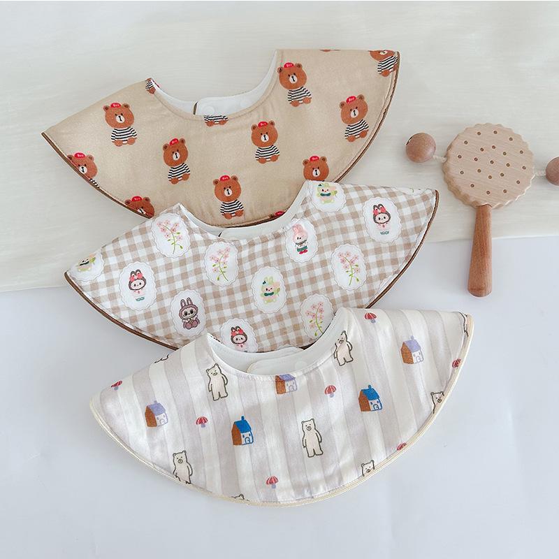 Korean-Style Baby Bib, Double-Sided Waterproof Gauze for 0-2 Years