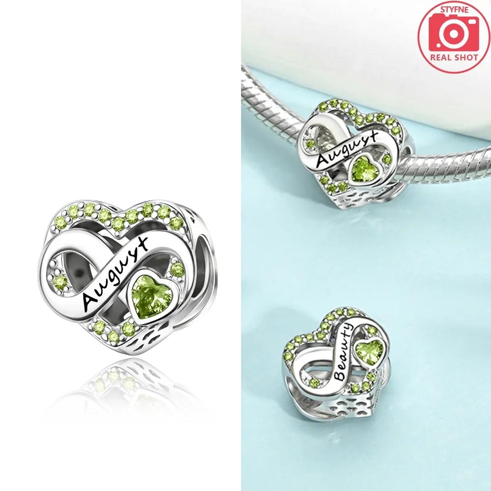 Charms Plata Originales Month Heart Beads For Charms Copper Bracelet Jewelry Beads Jewellery Making Women'S Gift Choice