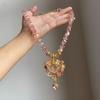 Vintage Angel Pendant Necklace, Sparkling Chunky Beaded Necklace, Pink Faux Diamond Heart Necklace, Retro Jewelry for Women