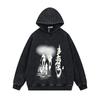 Sweat à capuche surdimensionné abstrait graffiti Hommes Femmes Streetwear d'hiver Coupe ample Mélange de coton Doublé polaire