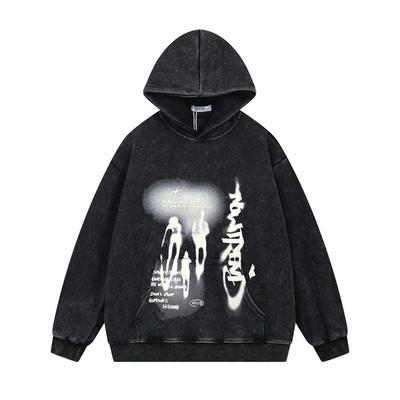 Oversized Abstract Graffiti Hoodie Men Women Winter Streetwear Loose Fit Cotton Blend Fleece Lined