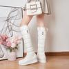 Autumn and Winter Warm Flat Boots Inner Height Increase High Tube and Knee Boots Side Zipper Snow Boots W