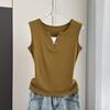 Fake Two-Piece Sleeveless Tank Top Casual Slim Fit Button Decor Summer Top Versatile Breathable Soft Material Flattering Slim Women Top