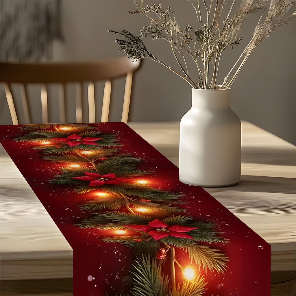 2026 Christmas Red Pine Running Table Runner Gift Christmas Fireplace Scarf Table Xmas Party Decor Xmas Living Room Family Gatherings