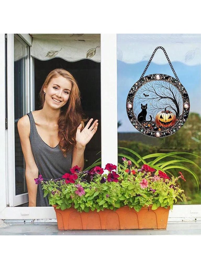 Charming Black Cat Suncatcher - Acrylic Window Hanging Decor, Animal Themed, Birthday Gift for Pet Lovers