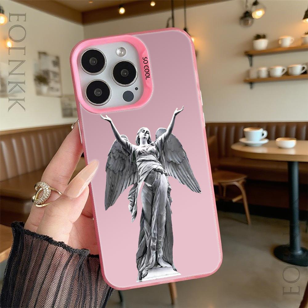 Angel Statue with Open Arms Hard Phone Case for Iphone 16 15 14 13 12 11 Pro Max Mini Shockproof Anti-Scratch Protective Cover