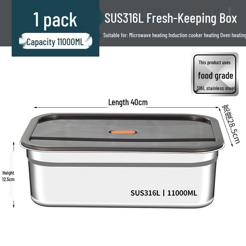 Thick 316 Stainless Steel Food Storage Container 11L