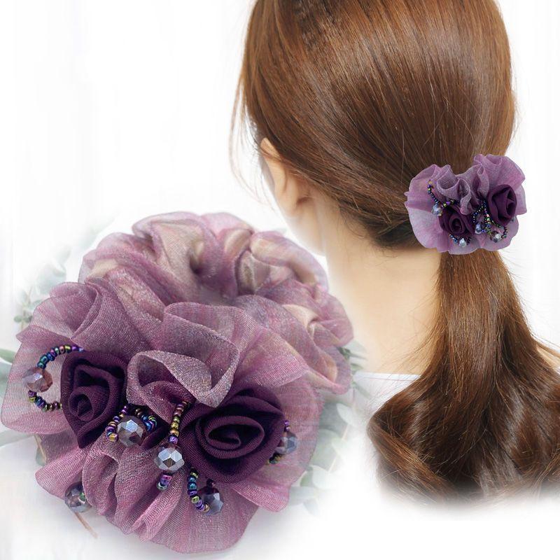 Elegant Mesh Hair Tie with Sparkling Rhinestones, High-End Luxury Hair Accessory for Women, 2025 Style