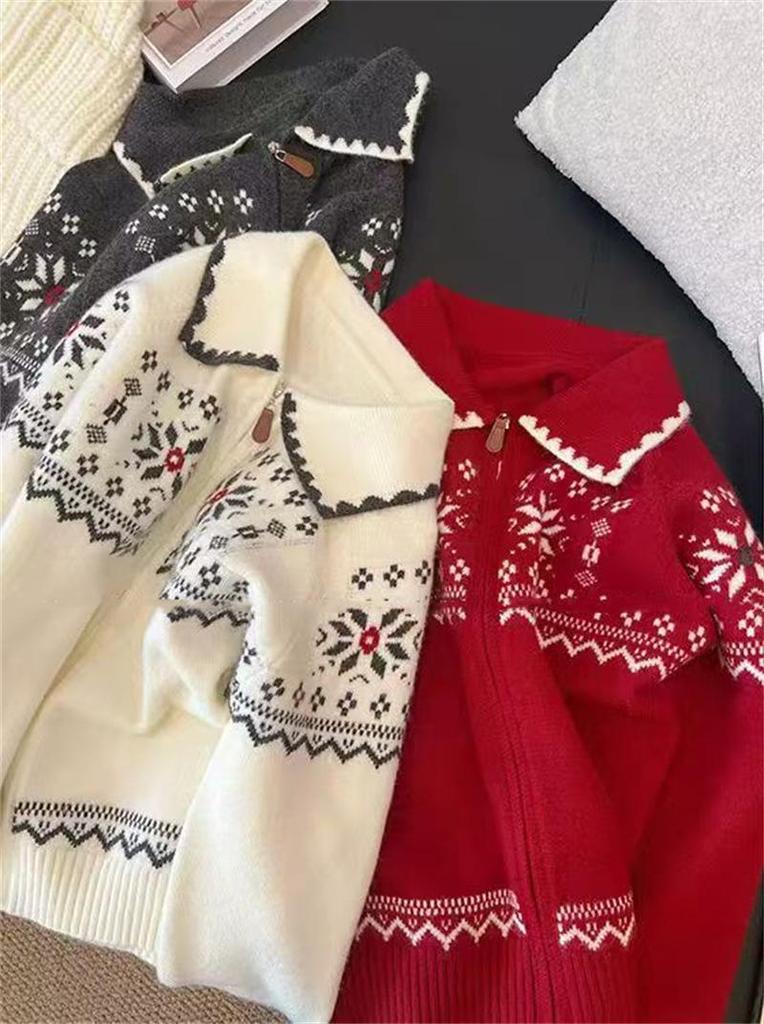 Korean Style Retro Fair Isle Jacquard Cardigan for Women - Trendy Autumn/Winter Knitwear