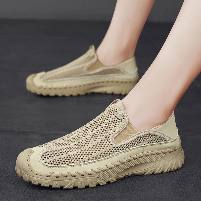 Casual shoes men s 2025 summer new mesh breathable hollow one pedal mesh shoes running light non-slip sports tide 39