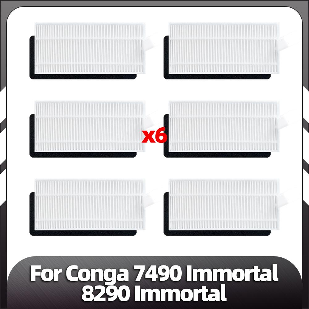 Compatible for Conga 7490 Immortal Series / 8290 Immortal Series Main Side Brush Replacement HEPA Filter Mop Pads Spare Parts