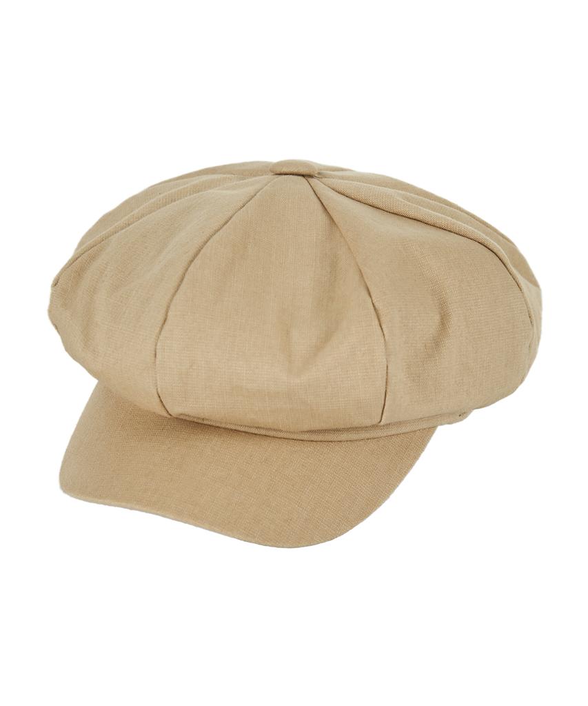 Bajal Herringbone Label Newsboy Cap Beige