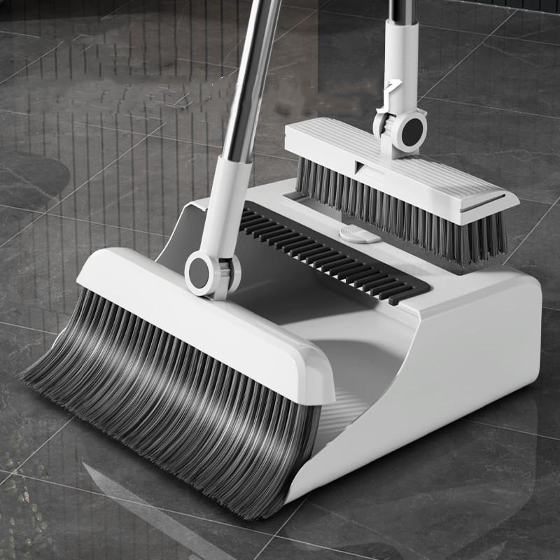 New 4-in-1 Multi-Functional Broom Dustpan and Floor Brush Set Thickened Broom with Non-Sticking Hair Cleaning Tool for Home