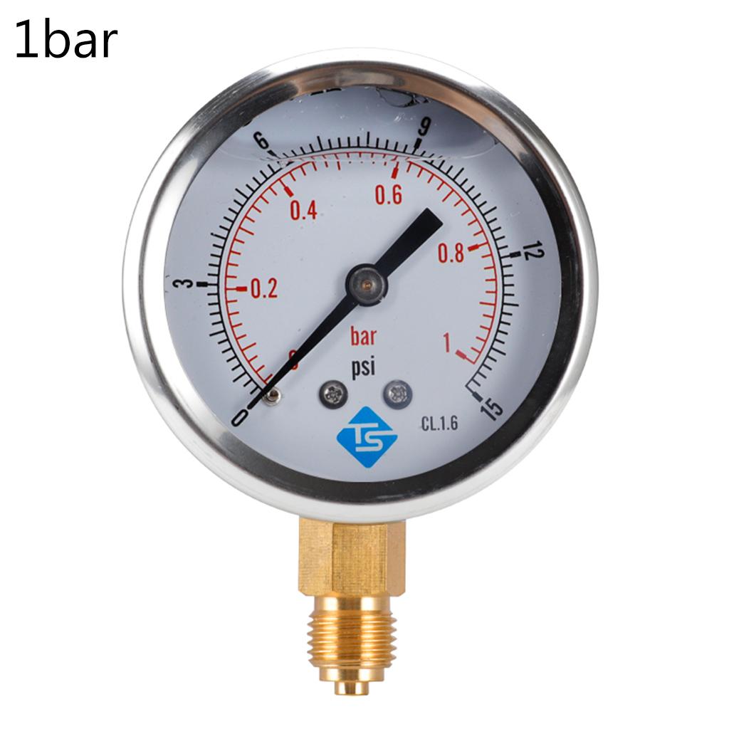 16 Styles Dual Scale Liquid Filled Pressure Gauge with Brass Internals 1/4" BSPT Bottom Mount Pressure Gauge Durable
