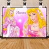Princess Aurora Banner Background Customizable Text Kids Girls Birthday Gift Party Decoration Banner Background Kids Room Poster