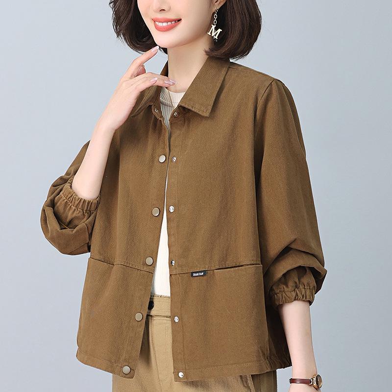 Petite Women's Pure Cotton Short Jacket - High-End Spring & Fall 2024 Fashion for Middle-Aged Mothers.
