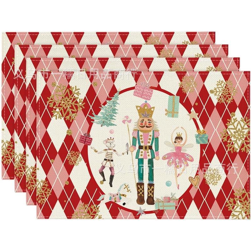 2024 Christmas Linen Table Mats - Washable, Stain-Resistant, Heat-Resistant with Snowflake & Santa Designs
