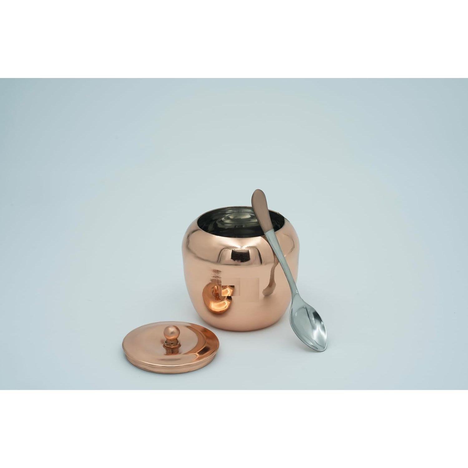 

Банка для масла/топленого масла из нержавеющей стали/горшок для топленого масла/контейнер для топленого масла/масленка с ложкой с медным покрытием 250 мл