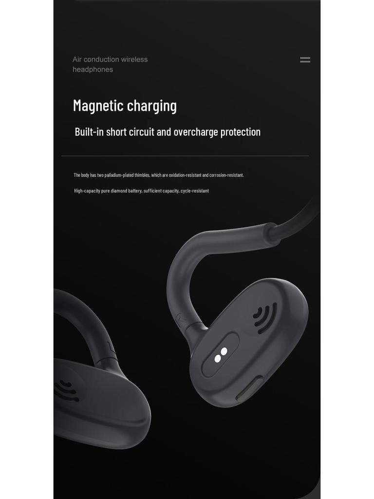 Słuchawki sportowe Bluetooth z przewodnictwem powietrznym: Wodoodporny, Odporny na pot, Konstrukcja z zaczepem na ucho, Długa żywotność baterii