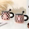 Mugg med lock sked par keramisk kopp flickor söt kreativ hem kontor vattenkopp frukostkopp