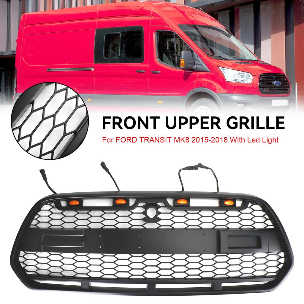 Matt Svart Främre Stötfångargrill med LED passar för Ford Transit MK8 2015-2018 Raptor