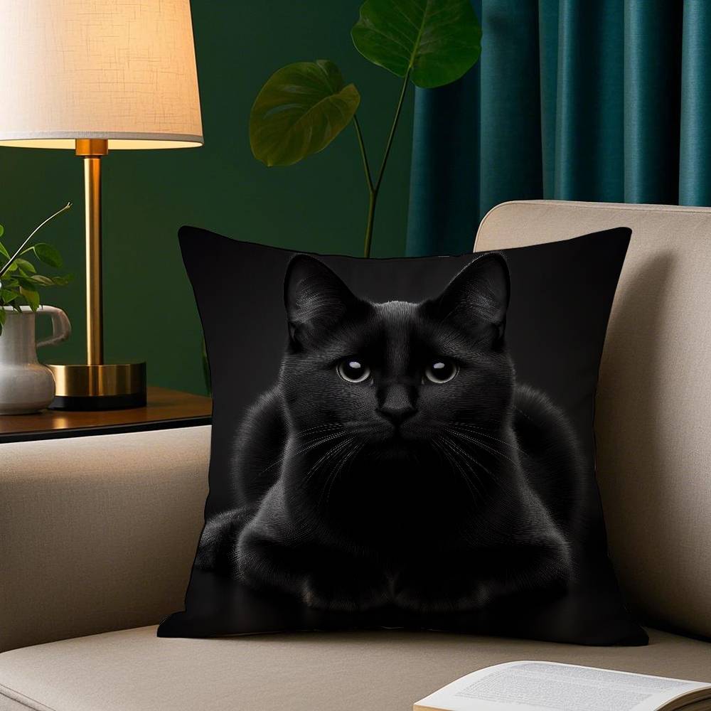 

Black Cat Cute Pillow Case Plush Fabric Soft Pillowcase Double Sided Print Sofa Cushion Cover Throw 12x12Inch