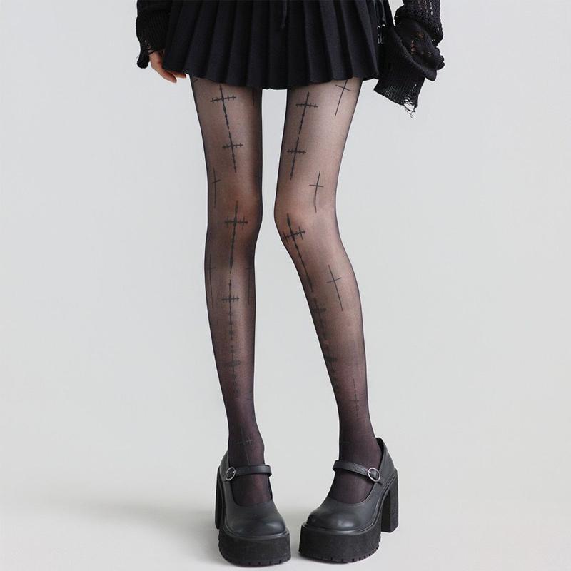 

Fashion Patterned Sheer Tights - Mesh Grid & Strawberry Print Pantyhose for Women One Size
