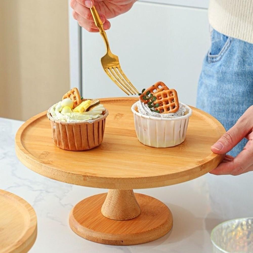 Vintage High Foot Cake Plate Glass Cover Cake Display Stand Wooden Cake Stand  Dessert Table