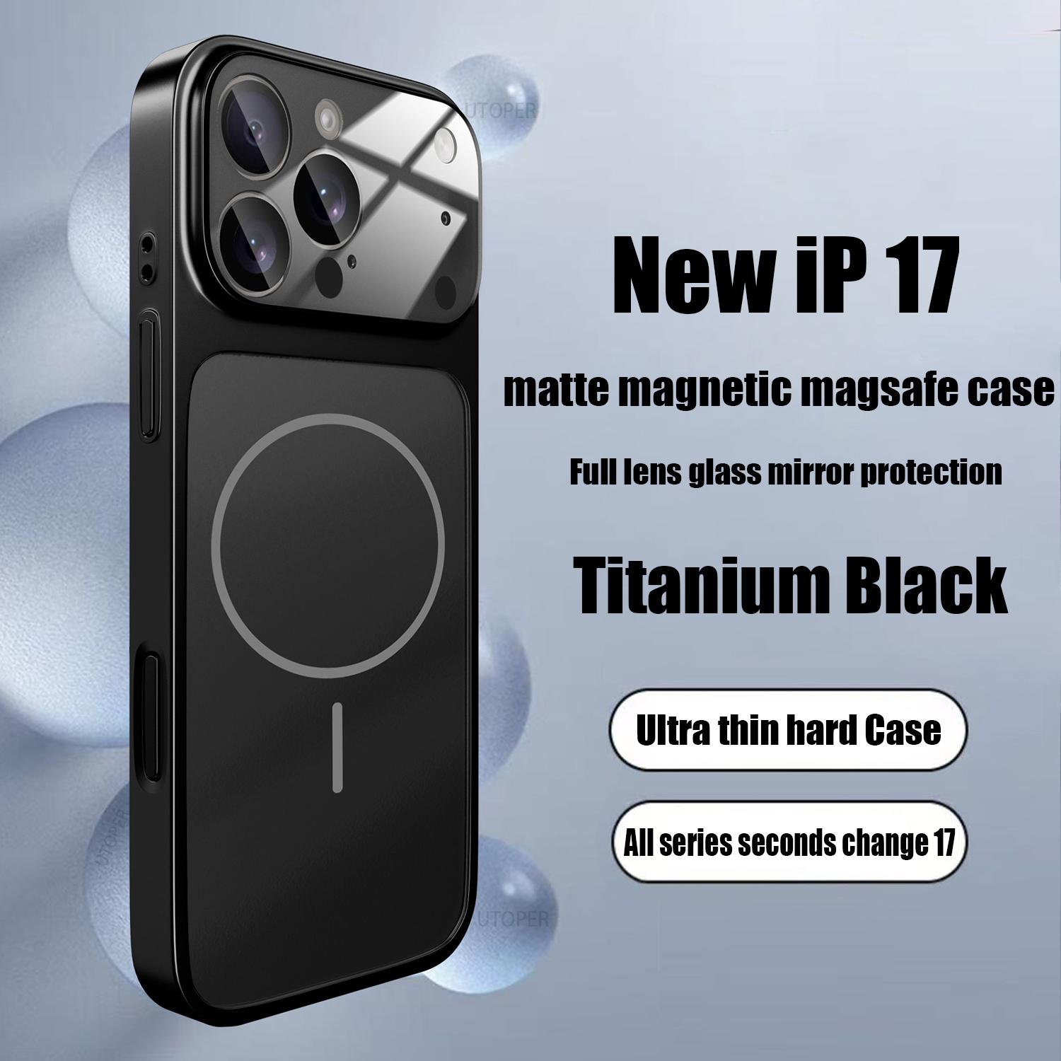 

Оригинальный стеклянный нано-матовый чехол для iPhone 17 Air 16 15 14 13 Pro Max 17Pro Магнитный для беспроводной зарядки Magsafe Бронированный Funda iPhone 14 Pro чёрный