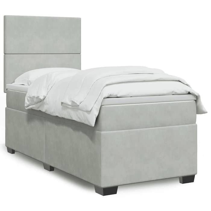 Maison Exclusive - Sommier à lattes de lit et matelas Gris clair 90x200 cm Velours