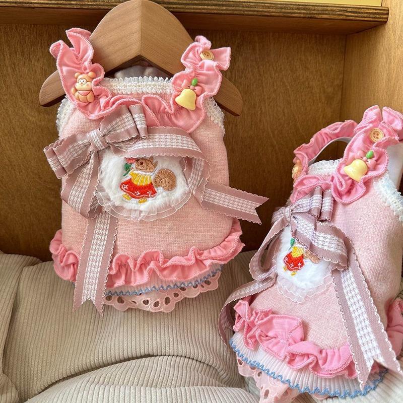 Spring and Autumn Dog Cat Pet Clothes Handsome Yorkshire Maltese Small Dog Girl Pink Suspender Skirt