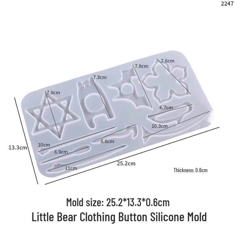 DIY Epoxy Sweater Button Molds: Star, Heart, Clover, Dolphin, Bear Silicone Molds