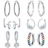 925 Silber Bunte Schlichtheit Ohrringe Schmuck Vielseitige Creolen Für Damen Schmuck Geburtstagsparty Feine Geschenke